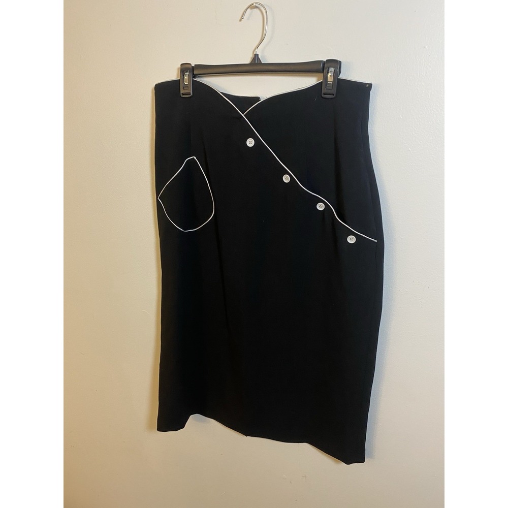Bettie Page Las Vegas black midi skirt white stitching and buttons Size: 3Xl